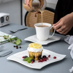 MALACASA, Serie Amparo, 36 Teilig Set Cremeweiß Porzellan Kaffeeservice Dessertteller Kaffeetasse Mit Untertasse -Küchenbedarf Laden 41edd976fd2f35e17f954413ab227140