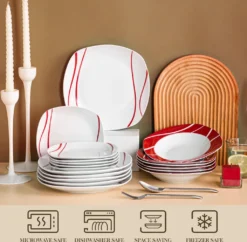 MALACASA, Serie Felisa, 36 Tlg. Set Porzellan Geschirrset Tafelservice Mit 12 Speiseteller, 12 Dessertteller, 12 Suppenteller Für 12 Personen -Küchenbedarf Laden 45009cb1984b3f1d2b86a2087161c102