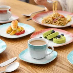 VEWEET Tafelservice 'SPARK' Aus Porzellan, 60-tlg Kombiservice, Kaffeetassen, Untertasse, Dessertteller, Speiseteller Und Suppenteller, Komplettservice Für 12 Personen -Küchenbedarf Laden 45b7bde9dcc1f26e9fd3a3485f4c549c