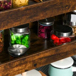 HOMCOM Küchenwagen Küchenrollwagen Servierwagen 3-stöckige Küchenregal Industrie-Design Mit Verstellbaren Füßen Rustikales Braun 80 X 40 X 90 Cm -Küchenbedarf Laden 4753ea4e91715ae304ef1317170ab00c