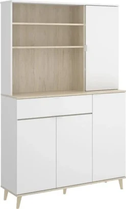 Küchenschrank Mit 4 Türen, 1 Schublade & 3 Ablagen - Weiß & Eichefarben - WAJDI -Küchenbedarf Laden 48c0e98c11b7ecd2c1446d2ea26ee318