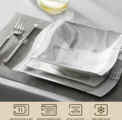 MALACASA, Serie Flora, 30 Tlg. Marmor Porzellan Geschirrset Kombiservice Tafelservice Mit Je 6 Kaffeetassen, 6 Untertassen, 6 Dessertteller, 6 Suppenteller Und 6 Flachteller -Küchenbedarf Laden 48d7778ca3a442583a015dfa0f106d26