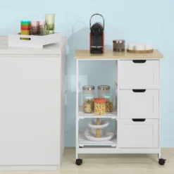 SoBuy FKW79-W Küchenwagen Servierwagen Beistellwagen Rollwagen Mit 3 Schubladen Und 3 Ablagen Weiß BHT Ca.: 68x85x38cm 12 SoBuy FKW79-W Küchenwagen Servierwagen Beistellwagen Rollwagen Mit 3 Schubladen Und 3 Ablagen Weiß BHT Ca.: 68x85x38cm -Küchenbedarf Laden 499892bfb1ee5ce5562a3248ac6e952f
