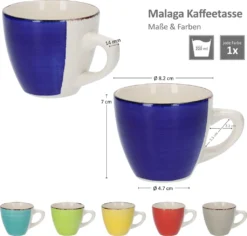 18tlg Kaffeeservice Malaga Kaffee Tee-Gedeck 6Pers Kaffeetassen Dessertteller Abstrakt Handbemalt -Küchenbedarf Laden 4a8ff27a7143646c28d21a19b3f04755