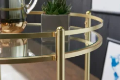 WOHNLING Design Servierwagen Gold Ø 57 Cm Beistelltisch | Teewagen Metall Mit Rollen | Küchenwagen Mit Glasplatten | Barwagen Rund 75 Cm Hoch | Küchentrolley Modern | Rollwagen -Küchenbedarf Laden 4bd794337591675efab00320867e298d