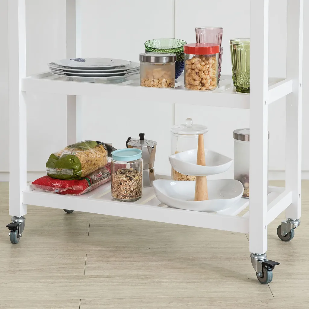 SoBuy Küchenwagen Mit 2 Schubladen Rollwagen Konsolentisch Weiß FKW68-WN 9 SoBuy Küchenwagen Mit 2 Schubladen Rollwagen Konsolentisch Weiß FKW68-WN – Bild 7