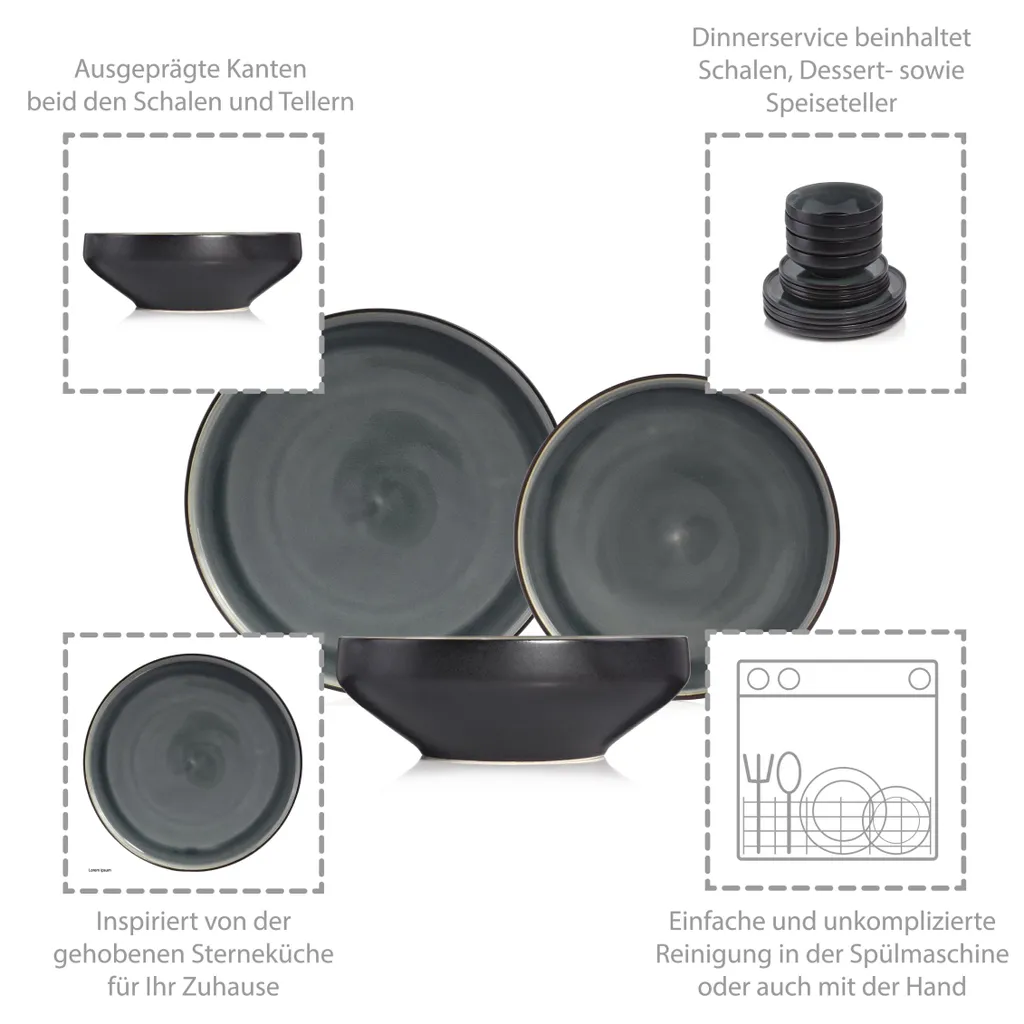 Sänger SÄNGER Steingut Geschirrset Helsinki, Tafelservice 12 Teilig Für 4 Personen 4 Sänger SÄNGER Steingut Geschirrset Helsinki, Tafelservice 12 Teilig Für 4 Personen – Bild 2