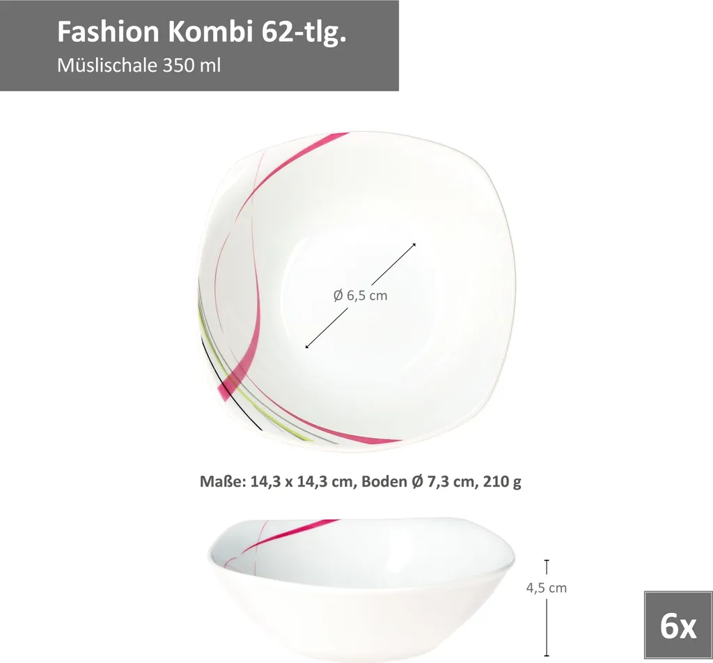 Kombiservice 62 Tlg. Fashion, Eckige Form 8 Kombiservice 62 Tlg. Fashion, Eckige Form – Bild 6