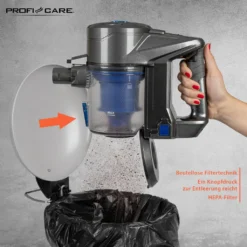 ProfiCare 2in1 Hand-und Bodenstaubsauger PC-BA 3036 A, Leistungsstarker 22,2 V Lithium Ionen Akku, HEPA-Filter, Spezialbürste Für Polster U. Textilien, Inkl. Wandhalterung, Anthrazit-blau -Küchenbedarf Laden 4f155ee0944ae6cd54668a4011107359