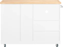 SoBuy FKW105-WN Design Küchenwagen Mit Arbeitsplatte Kücheninsel Küchenschrank Rollwagen Mikrowellenschrank Weiß-Natur BHT Ca.: 127x94x51cm -Küchenbedarf Laden 51431acbad1817f7ff16f3e65c09adbe