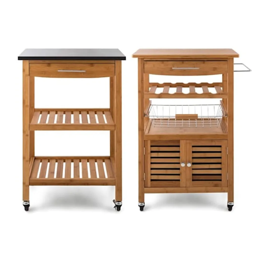 Klarstein Tennessee Servierwagen - Küchenwagen , Rollwagen , 3 Etagen , 2 Ablageflächen , Herausnehmbare Schublade , Schwarze Granitarbeitsfläche , Sichere Feststellbremsen , Bambusholz , Braun 4 Klarstein Tennessee Servierwagen - Küchenwagen , Rollwagen , 3 Etagen , 2 Ablageflächen , Herausnehmbare Schublade , Schwarze Granitarbeitsfläche , Sichere Feststellbremsen , Bambusholz , Braun – Bild 2
