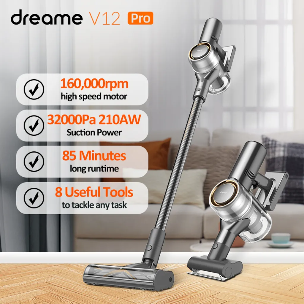 Dreame V12 Pro Handstaubsauger (85 Min, 32000 Pa Saug, Flexible Adapter, Kohlefaser-Stick) Akku Staubsauger Reinigt Tierhaare Teppiche Auto 6 Dreame V12 Pro Handstaubsauger (85 Min, 32000 Pa Saug, Flexible Adapter, Kohlefaser-Stick) Akku Staubsauger Reinigt Tierhaare Teppiche Auto – Bild 4