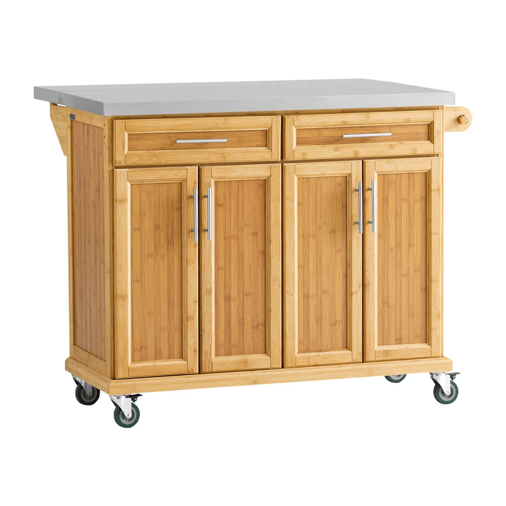 SoBuy FKW69-N Kücheninsel Küchenwagen Mit Erweiterbarer Edelstahlarbeitsplatte Küchenschrank Servierwagen Bambus BHT Ca.: 115x92x46-71cm 3 SoBuy FKW69-N Kücheninsel Küchenwagen Mit Erweiterbarer Edelstahlarbeitsplatte Küchenschrank Servierwagen Bambus BHT Ca.: 115x92x46-71cm