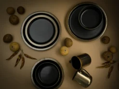 CreaTable 23592 Kombiservice Modern Industrial Für 4 Personen, Steinzeug, Schwarz/gold (1 Set, 16-teilig) -Küchenbedarf Laden 55b5c40a3bd0fa2636215401cd265055