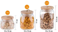 APS 2er Set Vorratsglas -WOODY- /// 14 X 14cm, H: 21 Cm /// Glas, Kiefernholz, Silikon /// 2,5 Liter /// 67514 -Küchenbedarf Laden 57394fb890a08954e4acc4170b359502