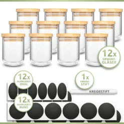 PORADA 12 Stapelbare Gewürzgläser Set 150ml Glasbehälter Mit Deckel Aufbewahrung Küche Gewürzdosen Vorratsdosen Glas Mit Deckel Aufbewahrungsgläser Küchenorganisation Aufbewahrung… -Küchenbedarf Laden 579a6c32486d18a6ee9d02bf54f1ae6f