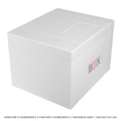 Styroporbox 53W | Wand: 5,0cm | Volumen: 53,2L | Innenmaß:47x38x29cm | Weiß Isolierbox Thermobox Kühlbox Warmhaltebox -Küchenbedarf Laden 5836d7b30a64b777301e32c023f648f7