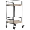 Servierwagen Schwarz / Heller Holzfarbton Aus MDF/ Metall 39 X 39 X 64 Cm Mit 2 Ablagen Rund Viel Stauraum Wohnzimmer Modern Elegant -Küchenbedarf Laden 5853c447b5a6f8fbbb5790f83048bebb