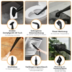 COSTWAY Dampfreiniger Inkl. 9 Zubehör, Handdampfreiniger, Dampfreinigen Handgerät 3 Bar / 250ml / 1050W / 4min Aufheizzeit/für Teppiche, Vorhänge, Autositze, Küche (Orange) -Küchenbedarf Laden 5882b3ac85b1bc3e4f9b769fd4b71f90