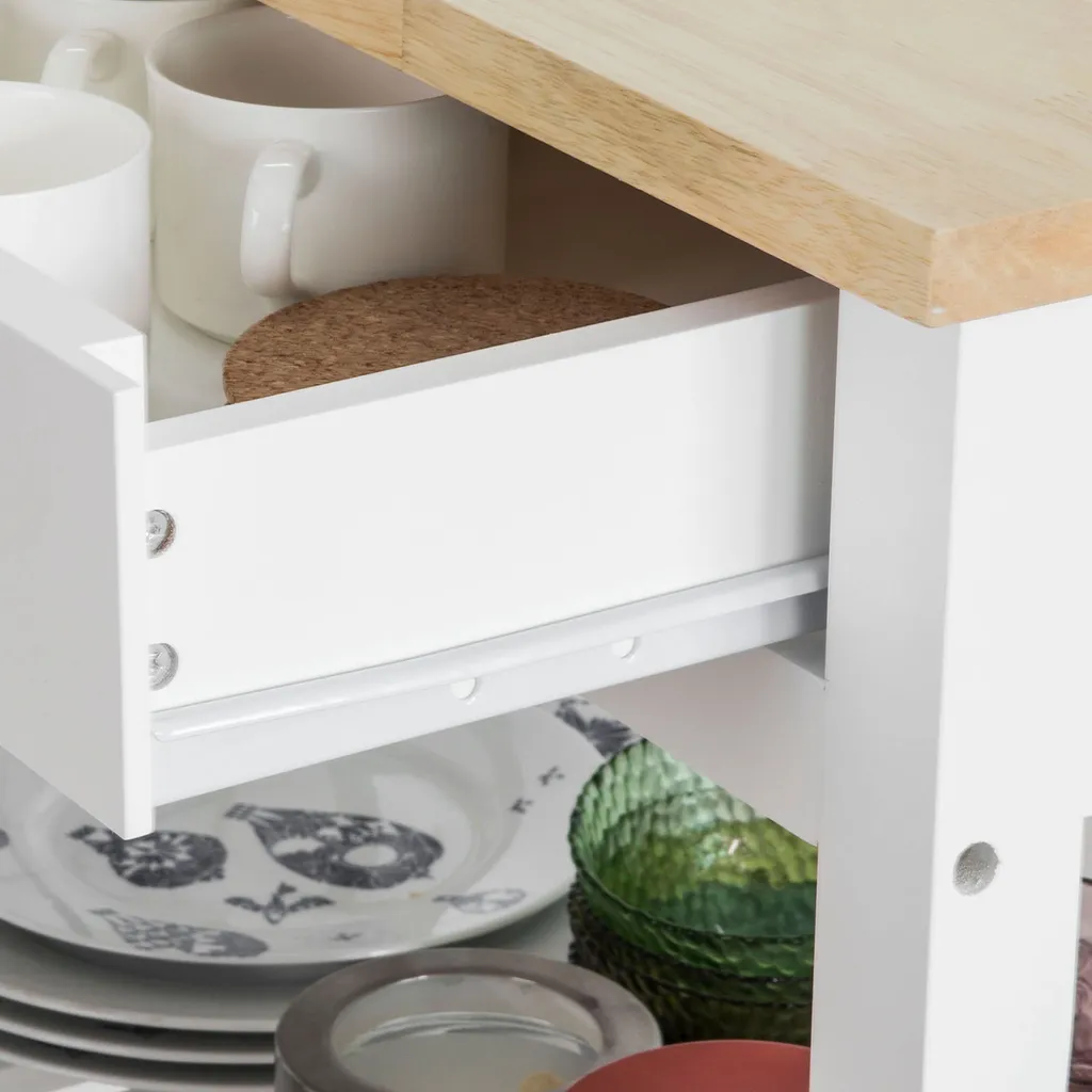 SoBuy Küchenwagen Mit 2 Schubladen Rollwagen Konsolentisch Weiß FKW68-WN 8 SoBuy Küchenwagen Mit 2 Schubladen Rollwagen Konsolentisch Weiß FKW68-WN – Bild 6