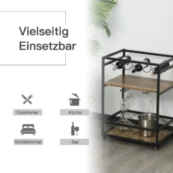 HOMCOM Rollwagen Servierwagen Auf Rollen, Küchenwagen Mit Weinregal Und Glashalter, Mit Bremsen, Metall, 77 X 44,5 X 91 Cm 14 HOMCOM Rollwagen Servierwagen Auf Rollen, Küchenwagen Mit Weinregal Und Glashalter, Mit Bremsen, Metall, 77 X 44,5 X 91 Cm -Küchenbedarf Laden 59439137ad3c1d480bc0afe321e1f90e