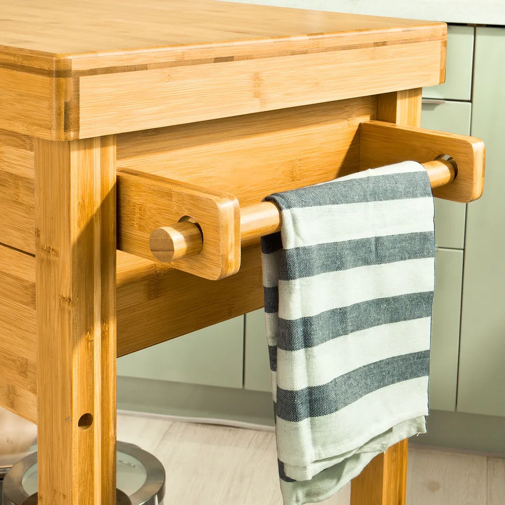 SoBuy Servierwagen,Bambus Küchenwagen,Rollwagen M. Schublade FKW26-N 9 SoBuy Servierwagen,Bambus Küchenwagen,Rollwagen M. Schublade FKW26-N – Bild 7