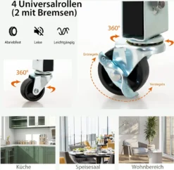 COSTWAY Küchenwagen Mit Tablett, Regalen Und 3 Großen Schubladen, Küchenschrank Rollbar, Kücheninsel Aus Kautschukholz, Servierwagen 67 X 37 X 82,5 Cm (Schwarz) 13 COSTWAY Küchenwagen Mit Tablett, Regalen Und 3 Großen Schubladen, Küchenschrank Rollbar, Kücheninsel Aus Kautschukholz, Servierwagen 67 X 37 X 82,5 Cm (Schwarz) -Küchenbedarf Laden 5a958a06dc7a1f96d45440fc2a88a66f