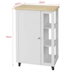 SoBuy FKW75-WN Küchenwagen Servierwagen Beistellwagen Rollwagen Mit 1 Tür Und 3 Regalböden Weiß-Natur BHT Ca.: 60x90x40cm -Küchenbedarf Laden 5ed9fb5c91cca9a9925300748adb1ff2