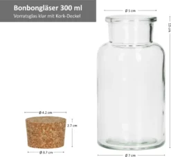 6tlg. Bonbongläserset Korkverschluss 300 Ml Bonboniere Vorratsdose Gewürzglas -Küchenbedarf Laden 5f20133b61c938406fee89565ea82537