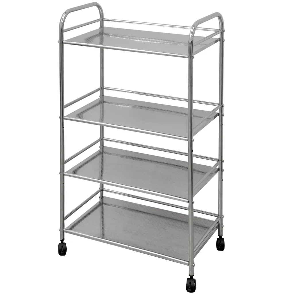 Edelstahl Küchenwagen 4 Etagen 60x35x100cm Servierwagen Rollregal Bad-Rollwagen 5 Edelstahl Küchenwagen 4 Etagen 60x35x100cm Servierwagen Rollregal Bad-Rollwagen – Bild 3