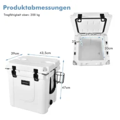 COSTWAY 31L Kühlbox Strapazierfähig Kühler Mit Korb & Getränkehalter Griffen & Fischlineal Eiskühler Tragbar Kälte Bis 9 Tage Weiß -Küchenbedarf Laden 62a438fbe4649b5e84ffc42bf6376247