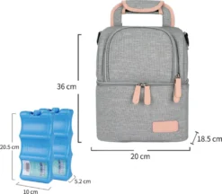 Kühltasche Für Muttermilch, Babyflasche, Wasserdicht, Für Gefrierschrank, Mama, Reiserucksack, Tragbar, Wärmeisoliert, Lunchbox Für Damen, Herren, Kinder, Große Kapazität, Handtasche,Grey -Küchenbedarf Laden 62f3d48b695f37d67a66bc2880a4b322