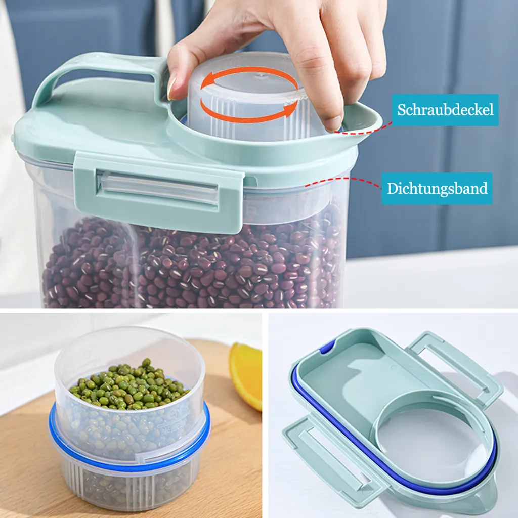 Vorratsdosen 2L Müslidosen Mit Messbecher BPA-frei Luftdicht Müsli Schüttdose Mit Deckel Kunststoff Vorratsbehälter Küche Aufbewahrungsbox Für Mehl Getreide Reis (Blau) 6 Vorratsdosen 2L Müslidosen Mit Messbecher BPA-frei Luftdicht Müsli Schüttdose Mit Deckel Kunststoff Vorratsbehälter Küche Aufbewahrungsbox Für Mehl Getreide Reis (Blau) – Bild 4