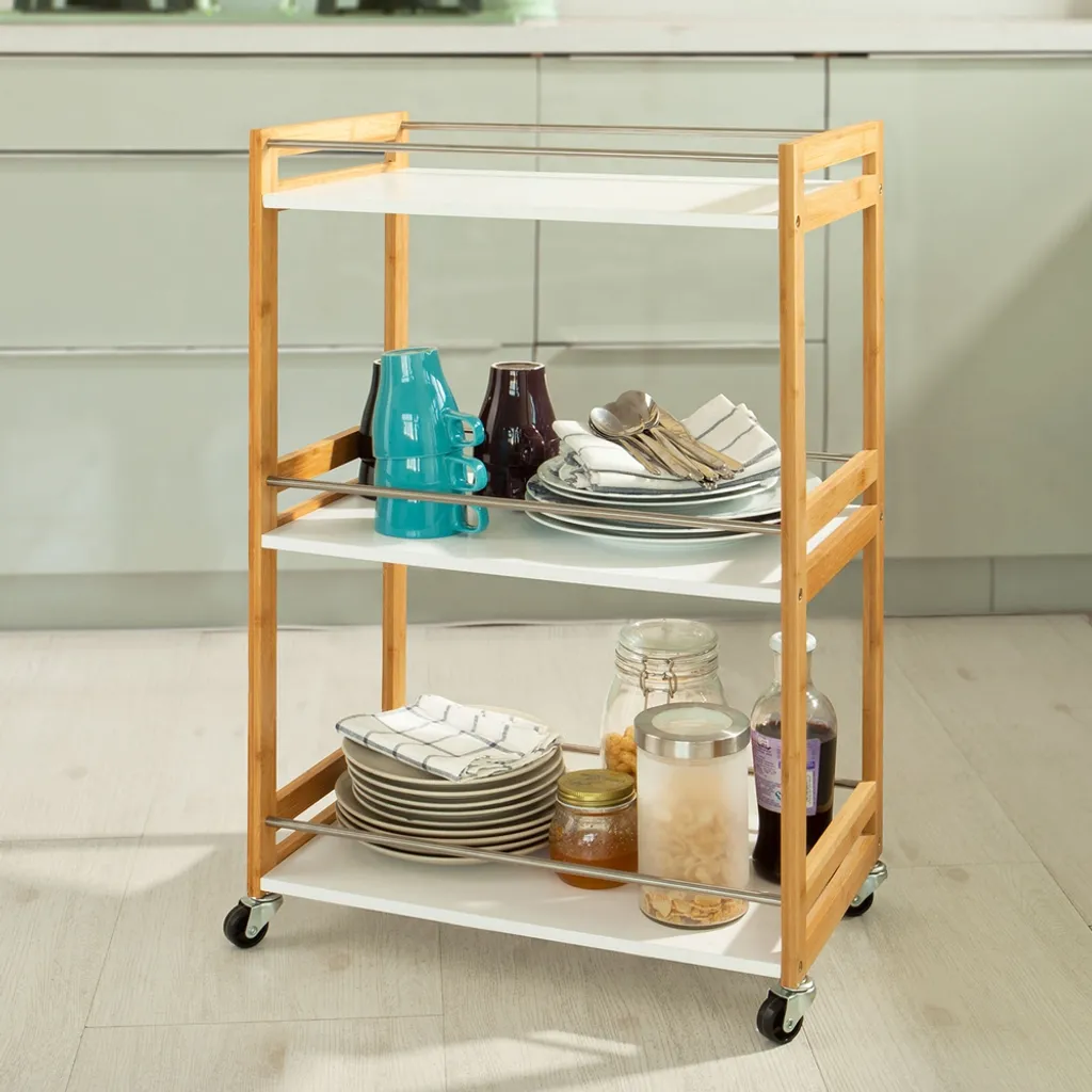 SoBuy Küchenwagen,Servierwagen,Badrollwagen,Küchenregal FKW32-WN 3 SoBuy Küchenwagen,Servierwagen,Badrollwagen,Küchenregal FKW32-WN