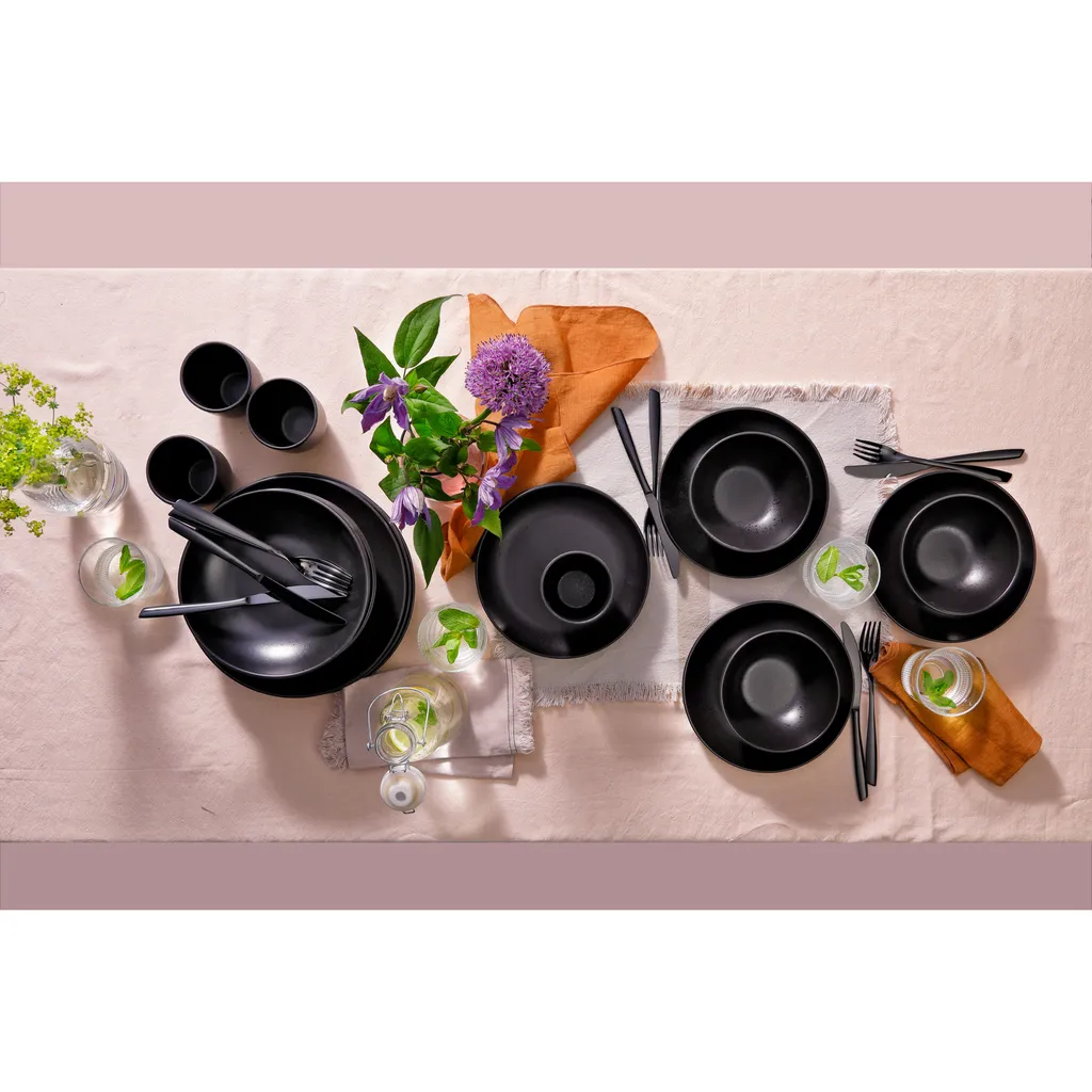Mammoet Moon Geschirrset 6 Personen, Steingut, Bestehend Aus Tiefen Und Flachen Tellern Sowie Schalen – Je 6 Stück, Matt Schwarz, Moderne Form, Spülmaschinenfest 8 Mammoet Moon Geschirrset 6 Personen, Steingut, Bestehend Aus Tiefen Und Flachen Tellern Sowie Schalen – Je 6 Stück, Matt Schwarz, Moderne Form, Spülmaschinenfest – Bild 6