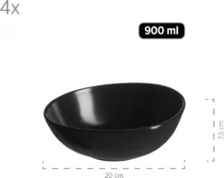 Mäser 931730 Kombiservice Glendale Für 4 Personen, Steinzeug, Schwarz (1 Set, 16-teilig) -Küchenbedarf Laden 68130a6cb85e96b7fee05852c12e7033
