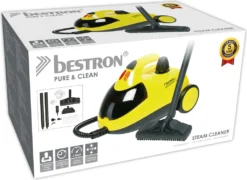 Bestron Dampfreiniger Mit 12-Teiligen Zubehör-Set, Inkl. Kindersicherung & 10m Aktionsradius, 4 Bar Dampfdruck, Kapazität: 1,5 L, Ideal Für Bäder Und Küchen, 1500 Watt, Farbe: Gelb -Küchenbedarf Laden 68272e4d211588bada9c369dc9b12bfe