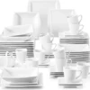 MALACASA, Serie Blance, 60 Tlg. Cremeweiß Porzellan Geschirrset Kombiservice Tafelservice Mit Je 12 Kaffeetassen, 12 Untertassen, 12 Dessertteller, 12 Suppenteller Und 12 Flachteller -Küchenbedarf Laden 69ac48b3cb9e6ebfc23c3aea849905a0