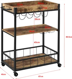 Servierwagen Barwagen Mit Flaschen- Und Glashalter Beistellwagen Allzweckwagen Rollwagen Schwarz/holzfarben [en.casa] -Küchenbedarf Laden 6c90c4be4603df6f3d58979676ae8f45