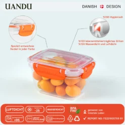 Uandu Lock & Fresh 5er Vorratsdosen Set, Frischhaltedosen Mit Deckel Für Lebensmittel, Mikrowellen-, Und Gefriergeeignet, Vorratsdosen Mit Deckel, Meal Prep Boxen, Aufbewahrungsbox Küche - Rot -Küchenbedarf Laden 6d6b05738bc89576be6891a6b953db09