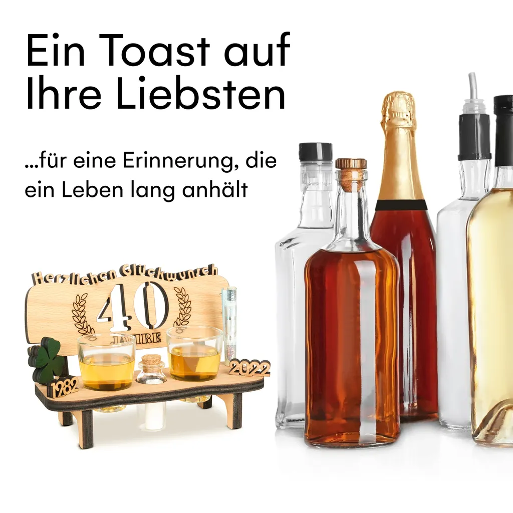 Brynnberg Schnapsbank Mit Jahreszahl Zum Geburtstag - Holz Lorbeerkranz Mit Zahl 40 Jahre Hochzeitstag Und Jahrestag Oder Geburtstag - Schnapsgläser Latte Mit 2 Gläsern 8 Brynnberg Schnapsbank Mit Jahreszahl Zum Geburtstag - Holz Lorbeerkranz Mit Zahl 40 Jahre Hochzeitstag Und Jahrestag Oder Geburtstag - Schnapsgläser Latte Mit 2 Gläsern – Bild 6