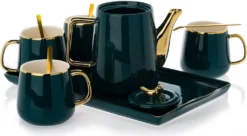 HowHomely Kaffeeservice Keramik 4 Personen - Teeservice 10-tlg. - Grün-Gold 14 HowHomely Kaffeeservice Keramik 4 Personen - Teeservice 10-tlg. - Grün-Gold -Küchenbedarf Laden 6eba7d1dcdf9ec1564e8cc96d27cc4bc