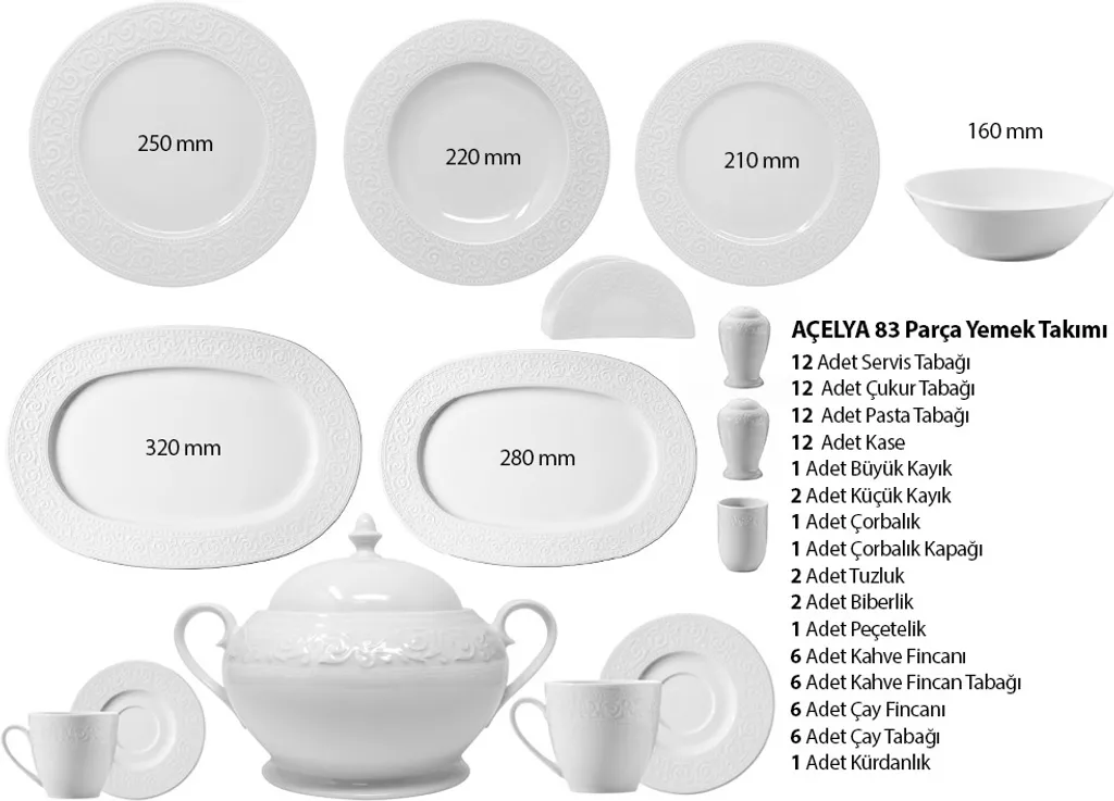 Kütahya Porselen 83 Teilig Acelya Tafelservice Porzellan Essservice 12 Personen 5 Kütahya Porselen 83 Teilig Acelya Tafelservice Porzellan Essservice 12 Personen – Bild 3