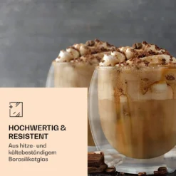 6x 410ml DUOS Doppelwandige JUMBO-Thermogläser Für Latte Macchiato, Cappuchino -Küchenbedarf Laden 704a914295a38e0f3ca05abbee369074