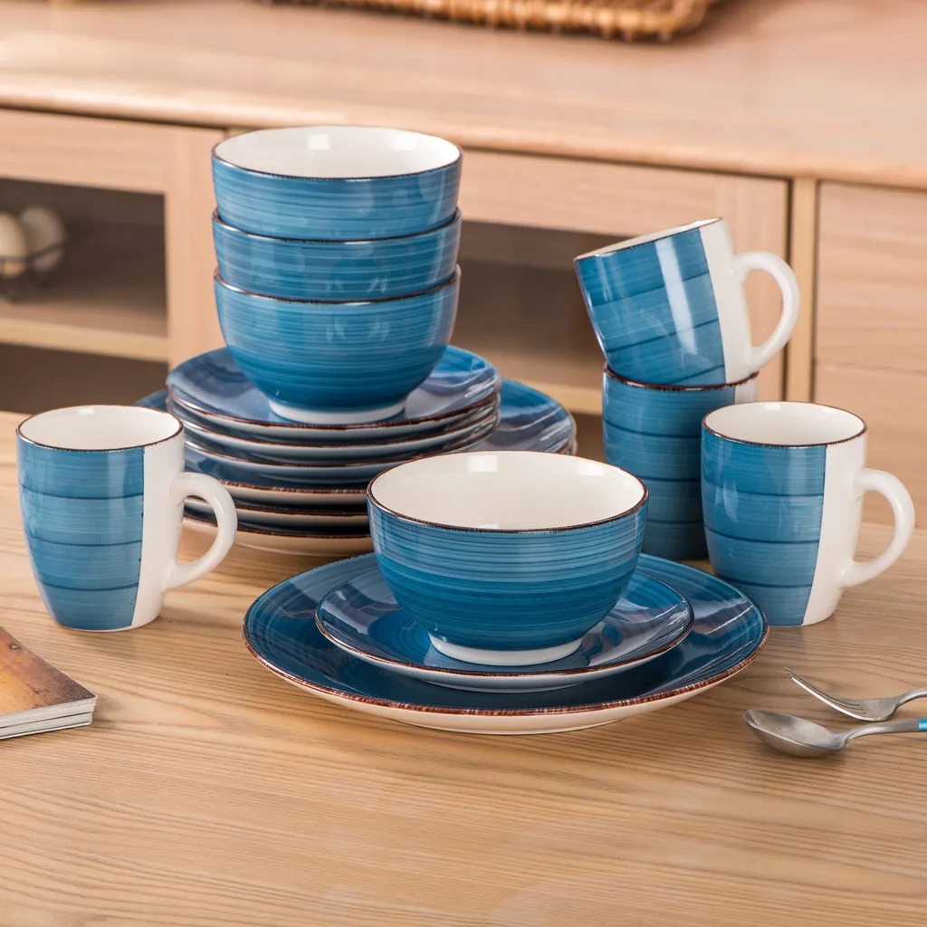 Vancasso Bella Steinzeug Kombiservice, 16 Teilig Geschirrset Für 4 Personen, Mit Je 4 Dessertteller, Speiseteller, Müslischalen, Kaffeebecher, Blau 10 Vancasso Bella Steinzeug Kombiservice, 16 Teilig Geschirrset Für 4 Personen, Mit Je 4 Dessertteller, Speiseteller, Müslischalen, Kaffeebecher, Blau – Bild 8