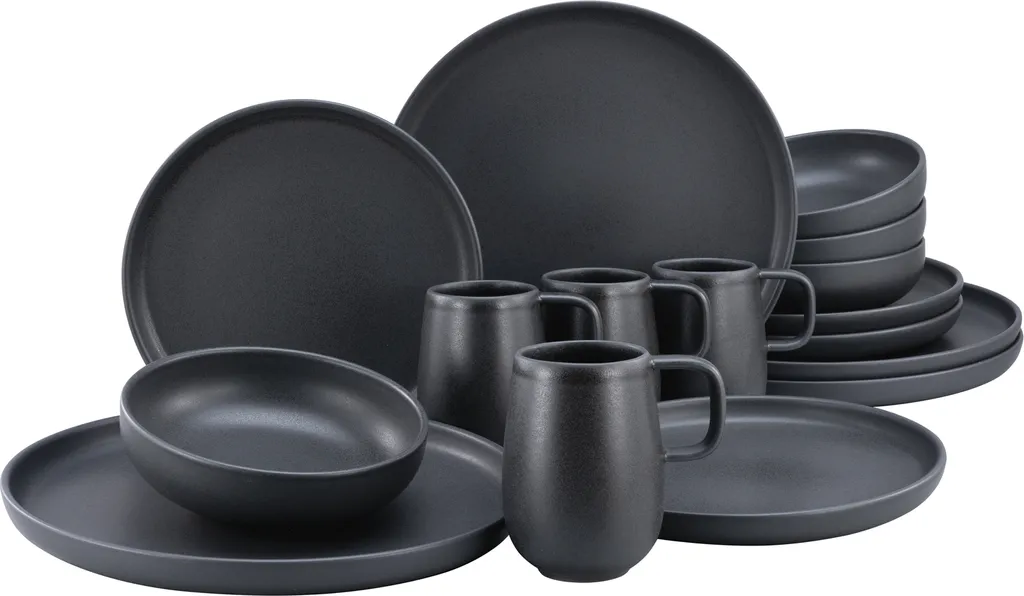 CreaTable 22978 Kombiservice Uno BLACK Für 4 Personen, Steinzeug, Schwarz (1 Set, 16-teilig) 3 CreaTable 22978 Kombiservice Uno BLACK Für 4 Personen, Steinzeug, Schwarz (1 Set, 16-teilig)