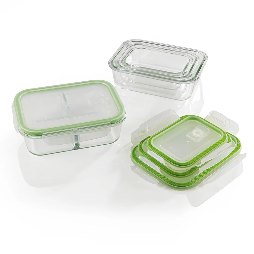 GOURMETmaxx Glas-Frischhaltedosen Klick-it 8-tlg. Limegreen Frischhaltedosen 4er Set Glas Klick-It Gefrierdosen Lunchbox Brotdose Limegreen 4 GOURMETmaxx Glas-Frischhaltedosen Klick-it 8-tlg. Limegreen Frischhaltedosen 4er Set Glas Klick-It Gefrierdosen Lunchbox Brotdose Limegreen – Bild 2