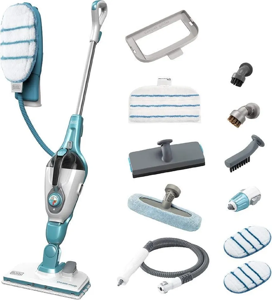 Black & Decker FSMH1321JSM, Tragbarer Dampfreiniger, 0,5 L, Türkis, Weiß, 6 M, 1300 W, Harter Boden 5 Black & Decker FSMH1321JSM, Tragbarer Dampfreiniger, 0,5 L, Türkis, Weiß, 6 M, 1300 W, Harter Boden – Bild 3