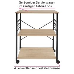 Tectake Servierwagen Rugby 65,5x45,5x88,5cm - Industrial Holz Hell, Eiche Sonoma -Küchenbedarf Laden 7aac3338ffd7916c8b34c352f7589761