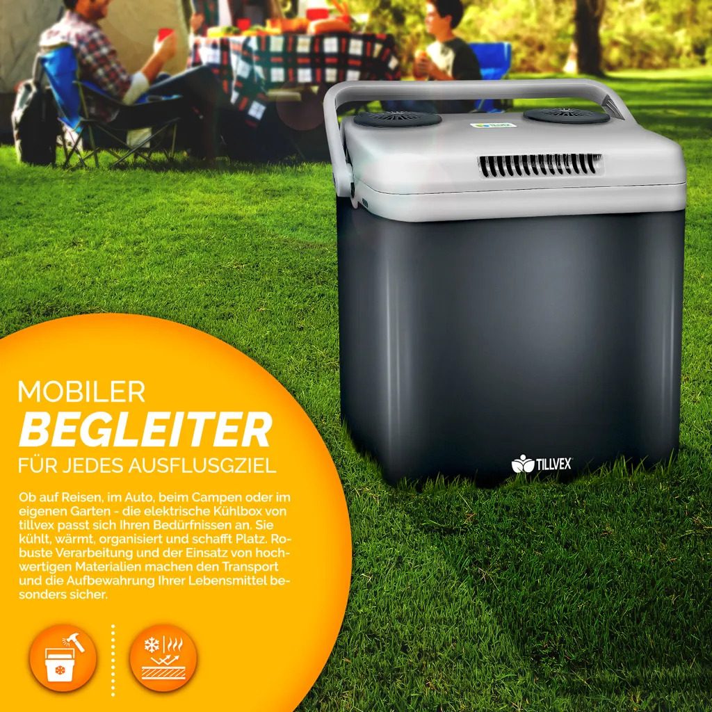 Tillvex Kühlbox Elektrisch 32L Grau | Mini-Kühlschrank 230 V Und 12 V Für KFZ Auto Camping | Kühlt & Wärmt | ECO-Modus 8 Tillvex Kühlbox Elektrisch 32L Grau | Mini-Kühlschrank 230 V Und 12 V Für KFZ Auto Camping | Kühlt & Wärmt | ECO-Modus – Bild 6